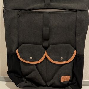 Sleek Black Backpack with Tan Details